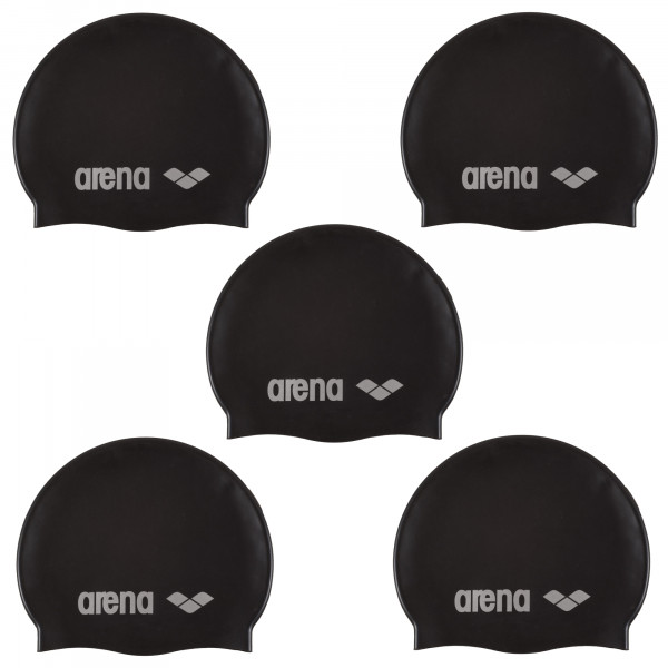 5x arena Badekappe Silicone black-silver